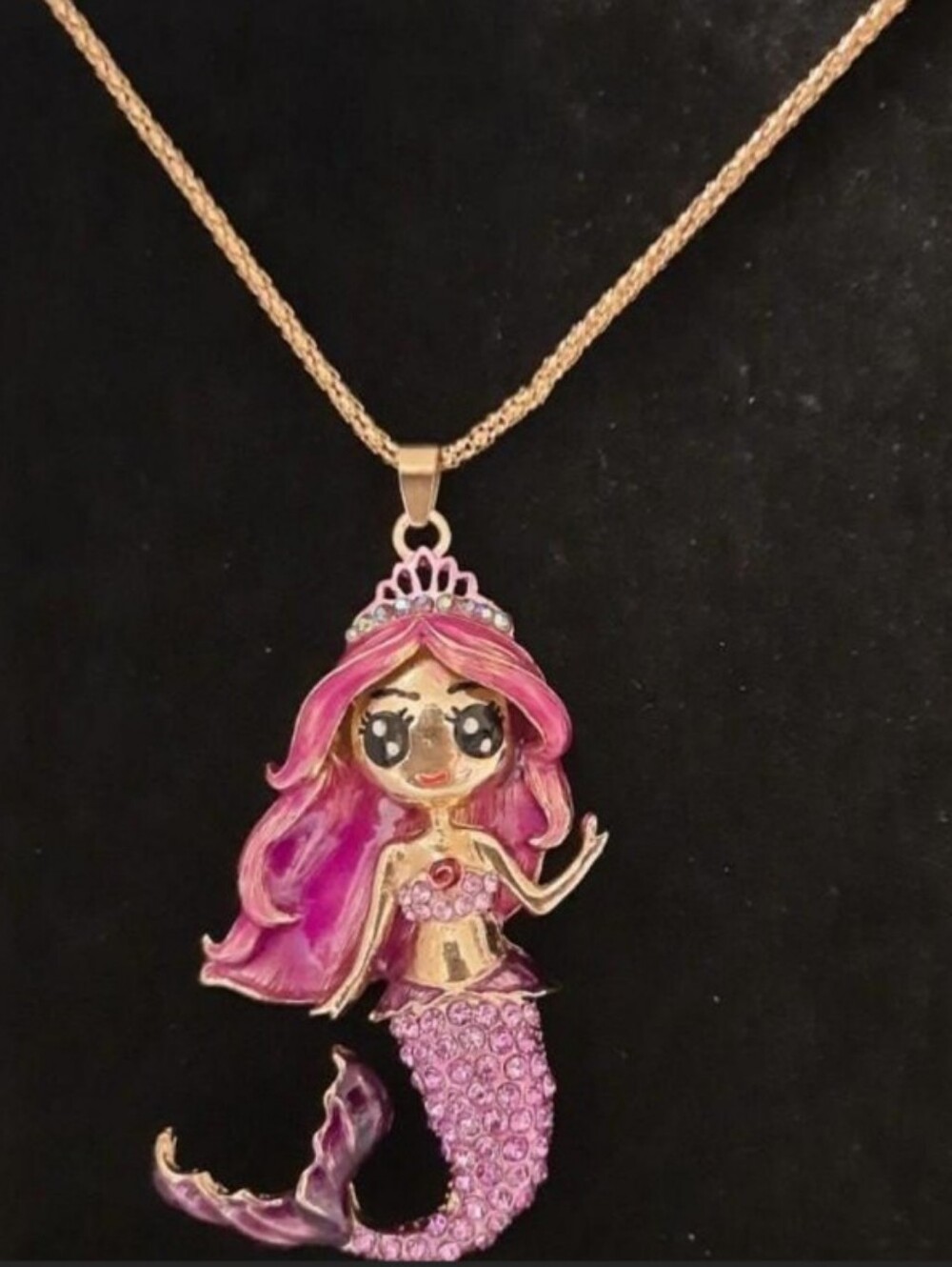Betsey Johnson Gold-Tone Pink Mermaid Pendant Necklace - Women Jewelry